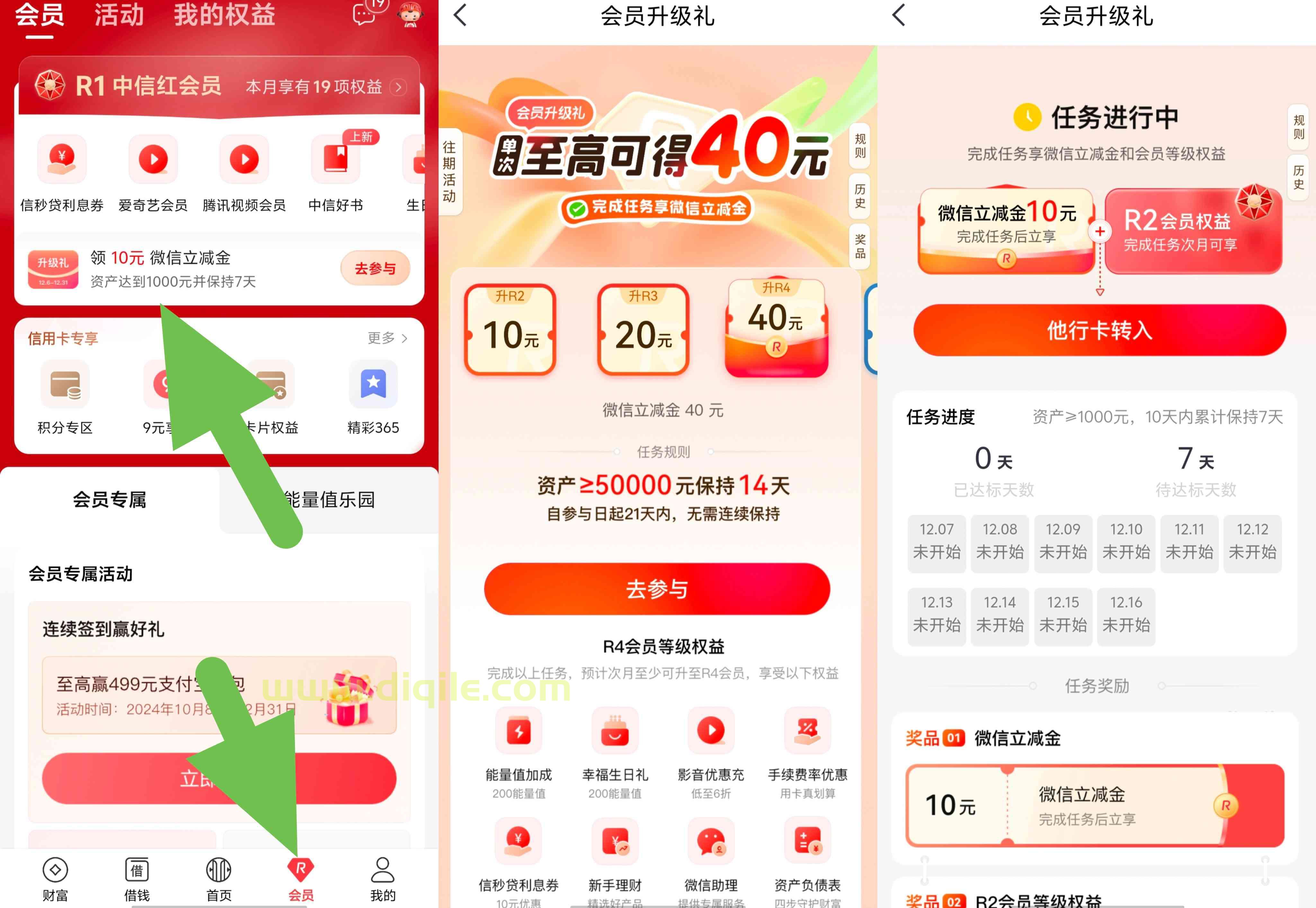 中信银行中信红会员等级提升领取最高40元微信立减金